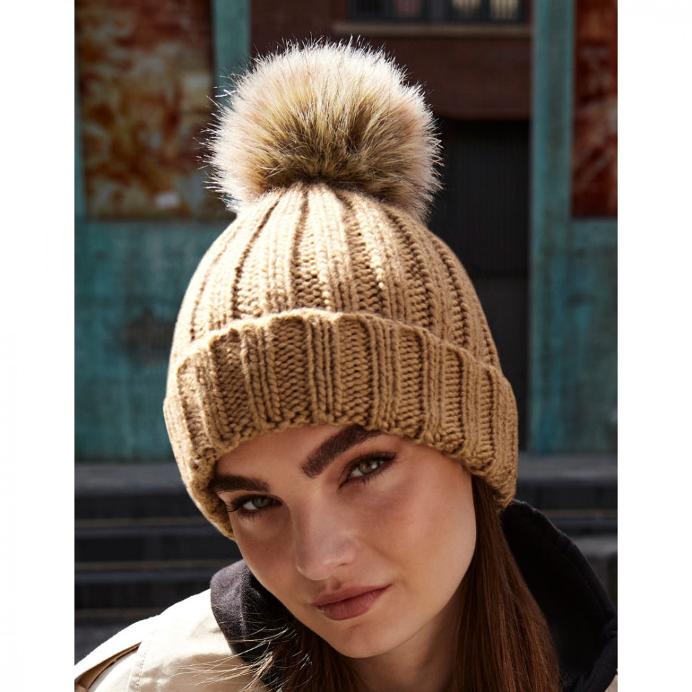 Caciula Pom Pom, Ronic, marime universala, unisex, bej inchis [4]