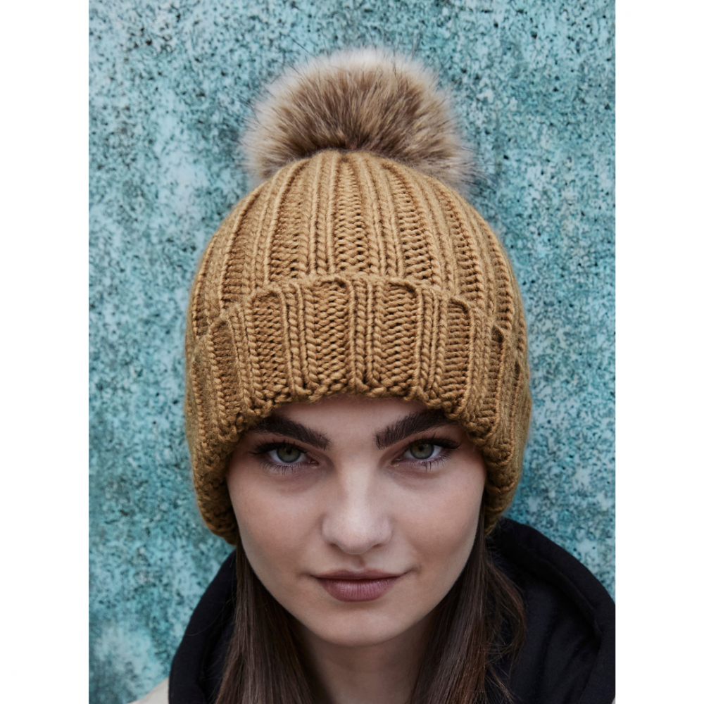 Caciula Pom Pom, Ronic, marime universala, unisex, bej inchis [3]