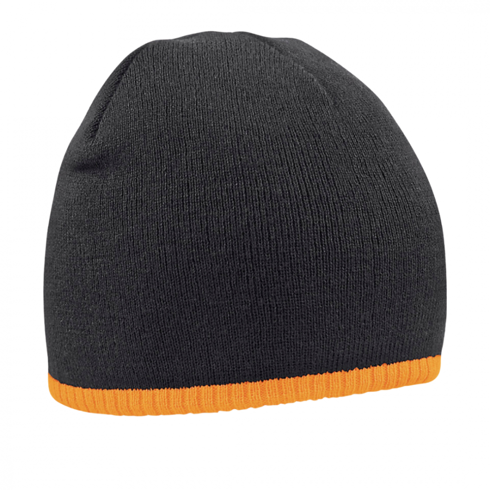 Caciula tricotata Two-Tone, Ronic, marime universala, unisex, negru/portocaliu [1]