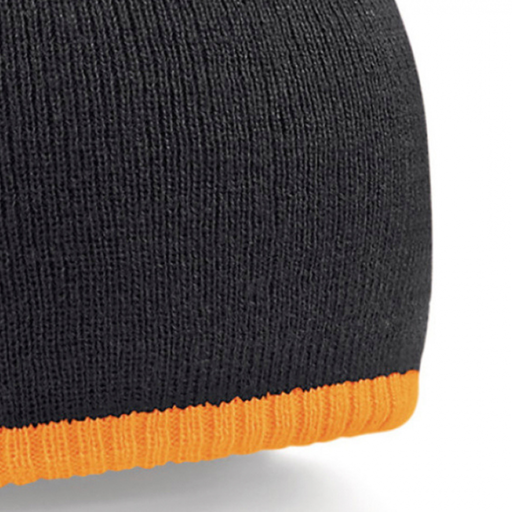 Caciula tricotata Two-Tone, Ronic, marime universala, unisex, negru/portocaliu [2]