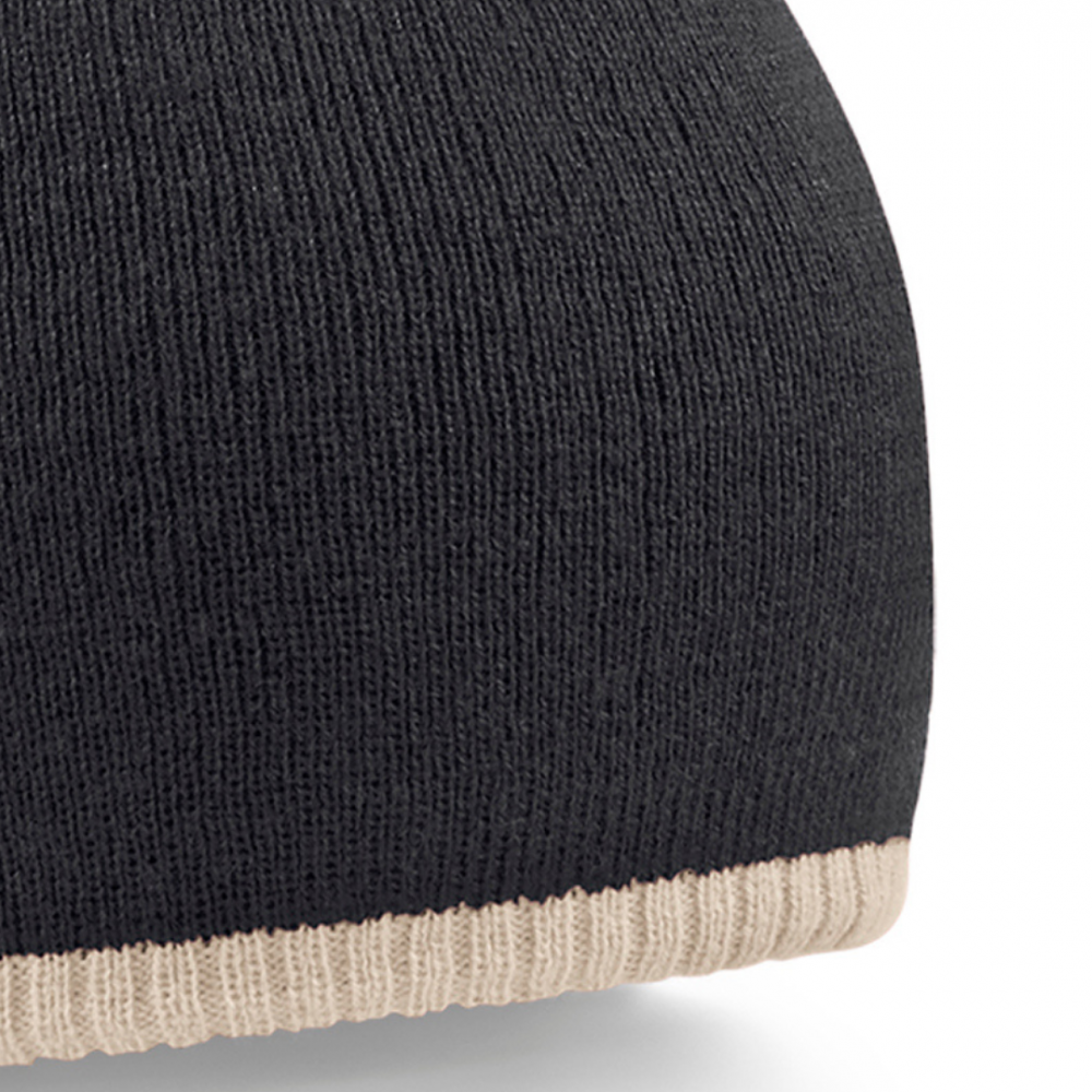 Caciula tricotata Two-Tone, Ronic, marime universala, unisex, negru/bej [3]