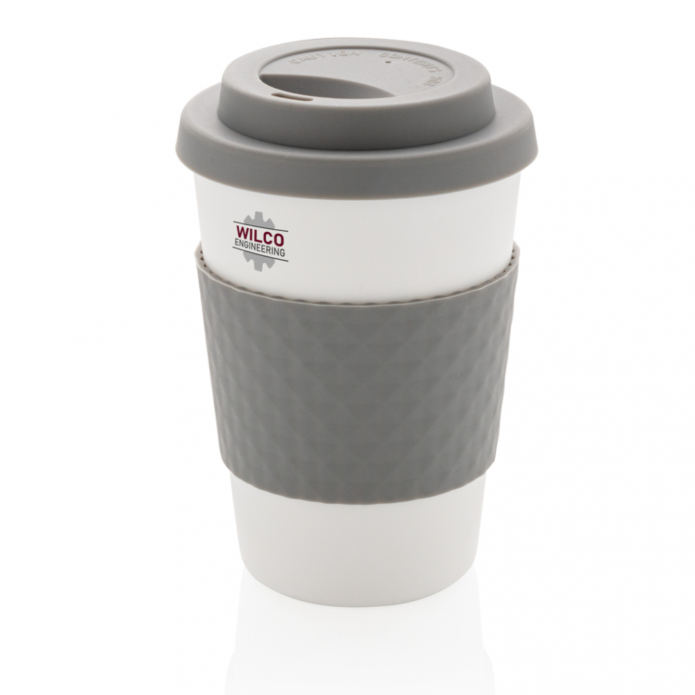 Cană reutilizabilă 270 ml cu capac și manșon din silicon [5]