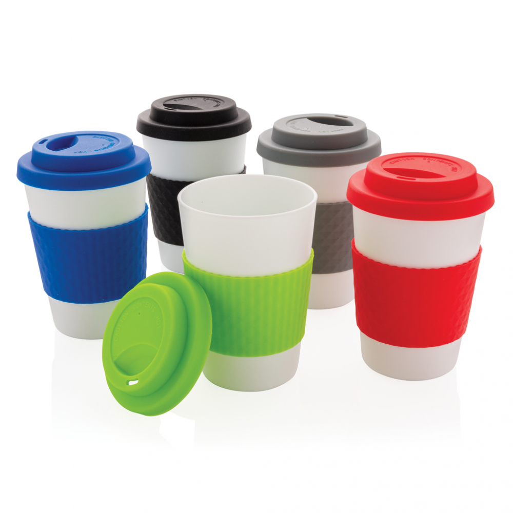 Cană reutilizabilă 270 ml cu capac și manșon din silicon [6]