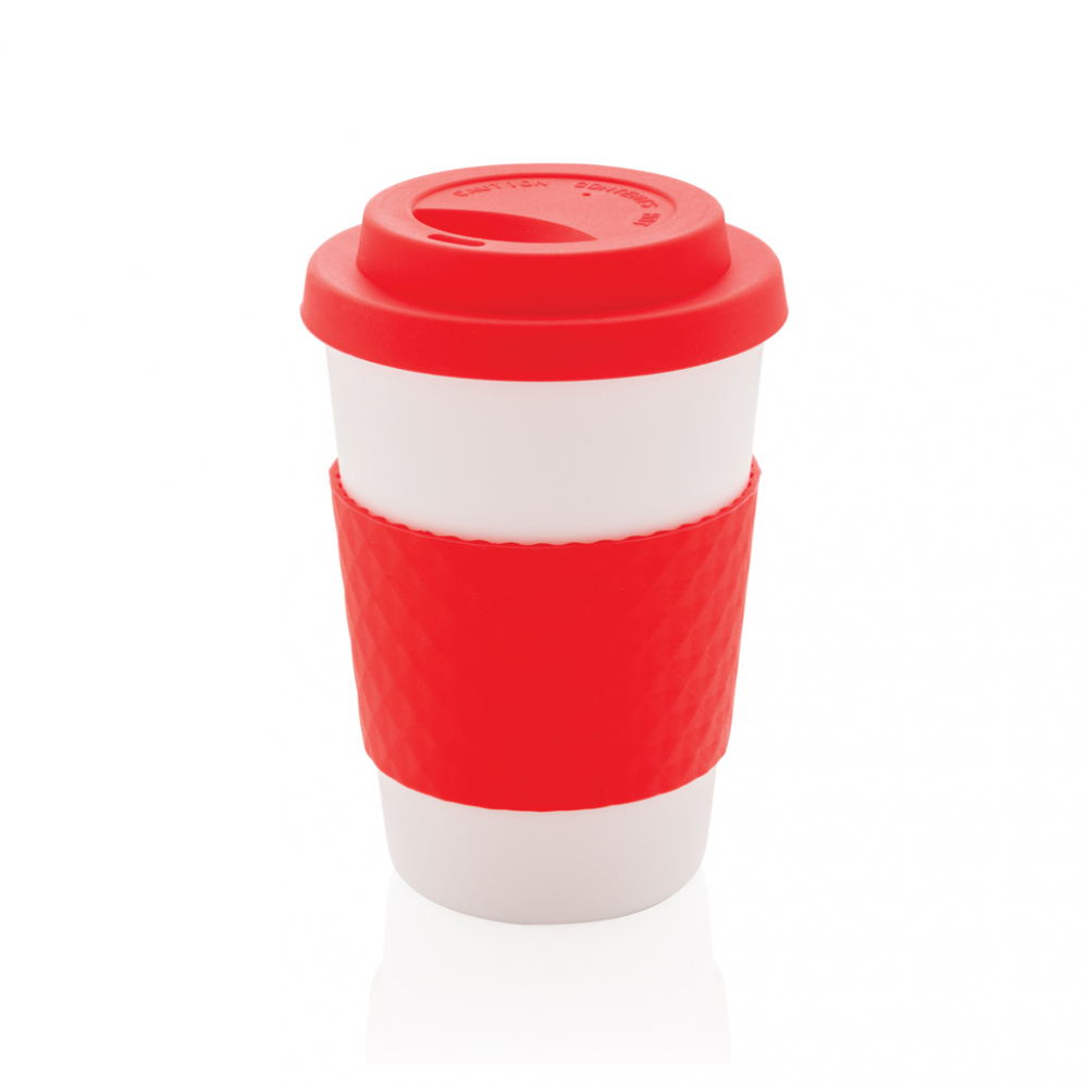Cană reutilizabilă 270 ml cu capac și manșon din silicon [2]