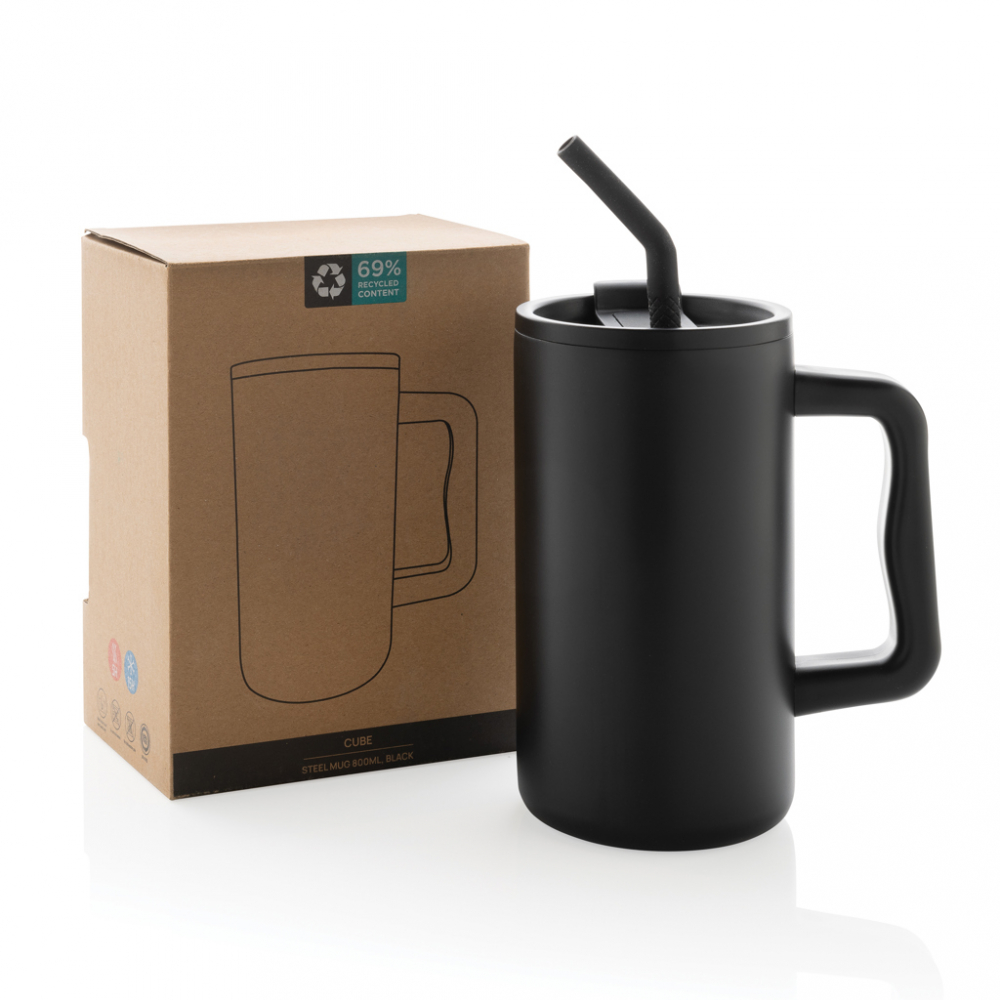 Cană termică Cube  din oțel reciclat – 800 ml [20]