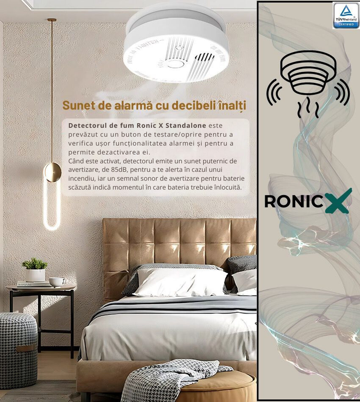 Detector Fum Standalon, Tehnologie Fotoelectrica, Material durabil termoplastic, Idicator LED alarma [4]