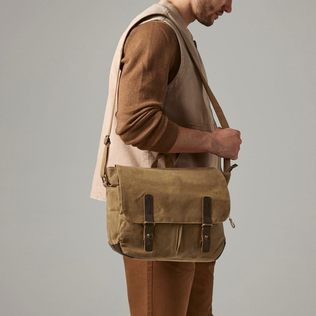 Geantă bumbac Heritage Waxed Messenger, 14'' [7]