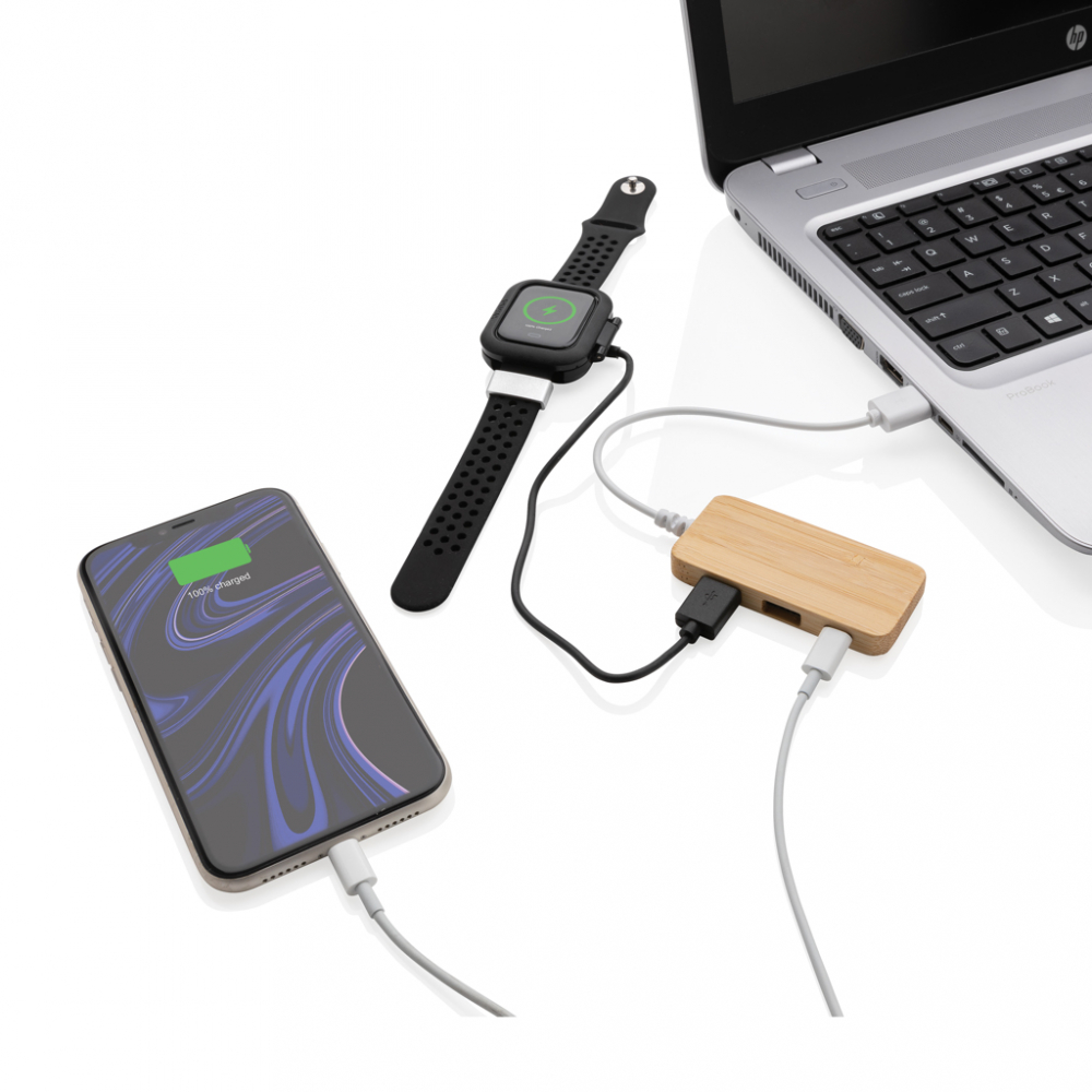 Hub USB 2.0 eco din bambus – cu 2 x USB-A și 1 x USB-C [3]