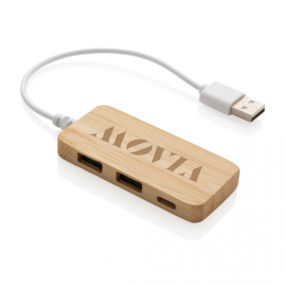Hub USB 2.0 eco din bambus – cu 2 x USB-A și 1 x USB-C [6]