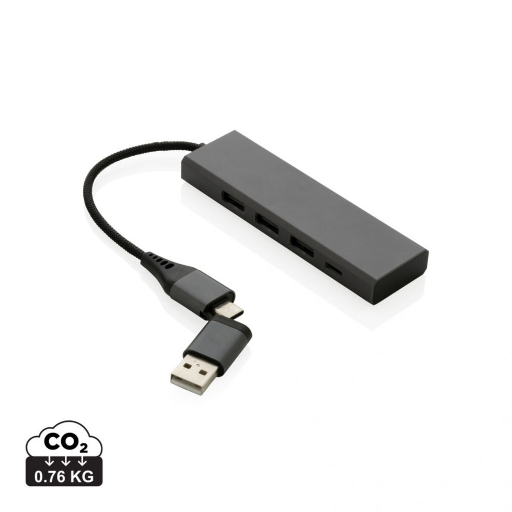Hub USB eco din aluminiu reciclat – 3 x USB-A și 1 x USB-C [1]