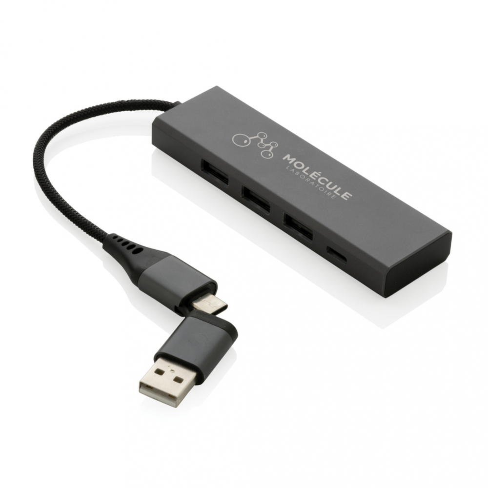 Hub USB eco din aluminiu reciclat – 3 x USB-A și 1 x USB-C [5]
