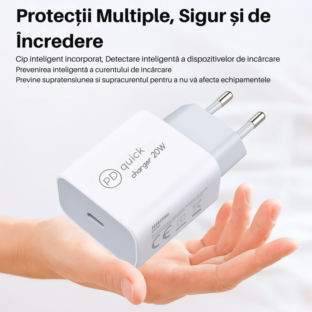 Incarcator Retea FastRX, USB-C 20W, Incarcare Rapida [6]