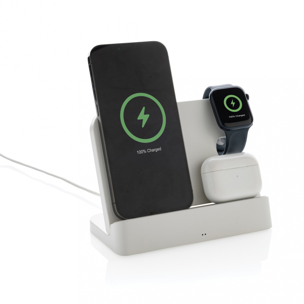 Încărcător wireless eco 3-în-1 pliabil – 15W, cu suport iWatch și porturi USB [3]