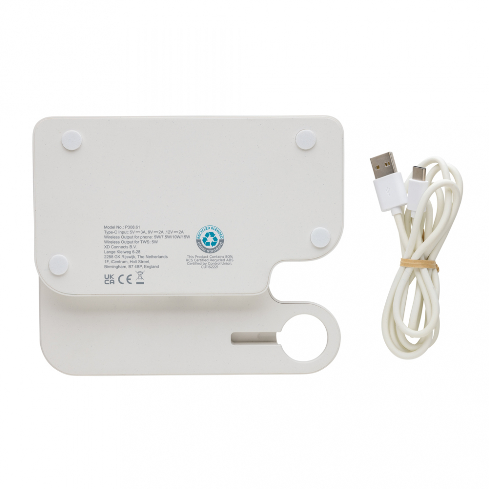 Încărcător wireless eco 3-în-1 pliabil – 15W, cu suport iWatch și porturi USB [5]