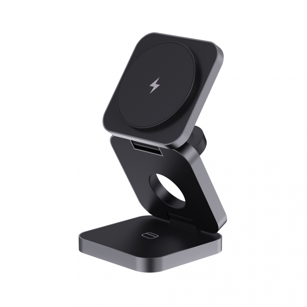 Încărcător wireless eco de lux 3-în-1 pliabil – 15W, din ABS și aluminiu reciclat [3]