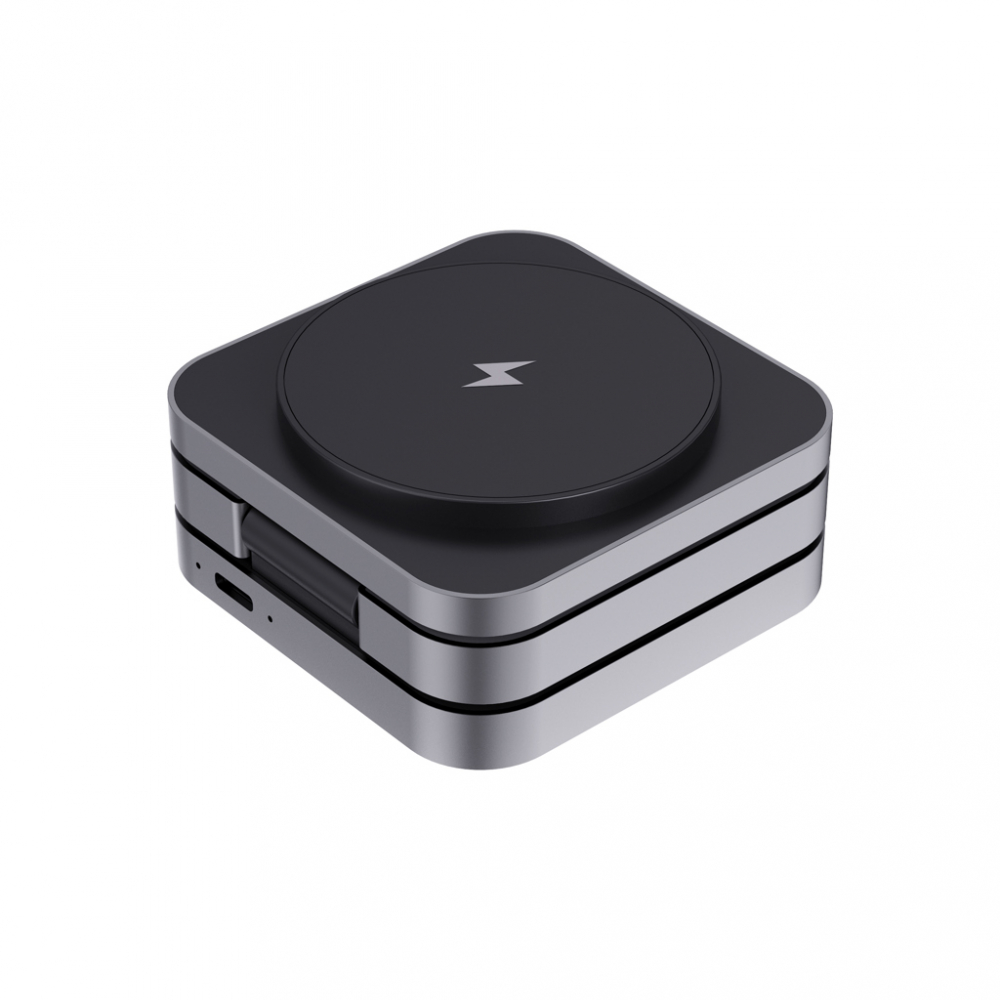 Încărcător wireless eco de lux 3-în-1 pliabil – 15W, din ABS și aluminiu reciclat [4]