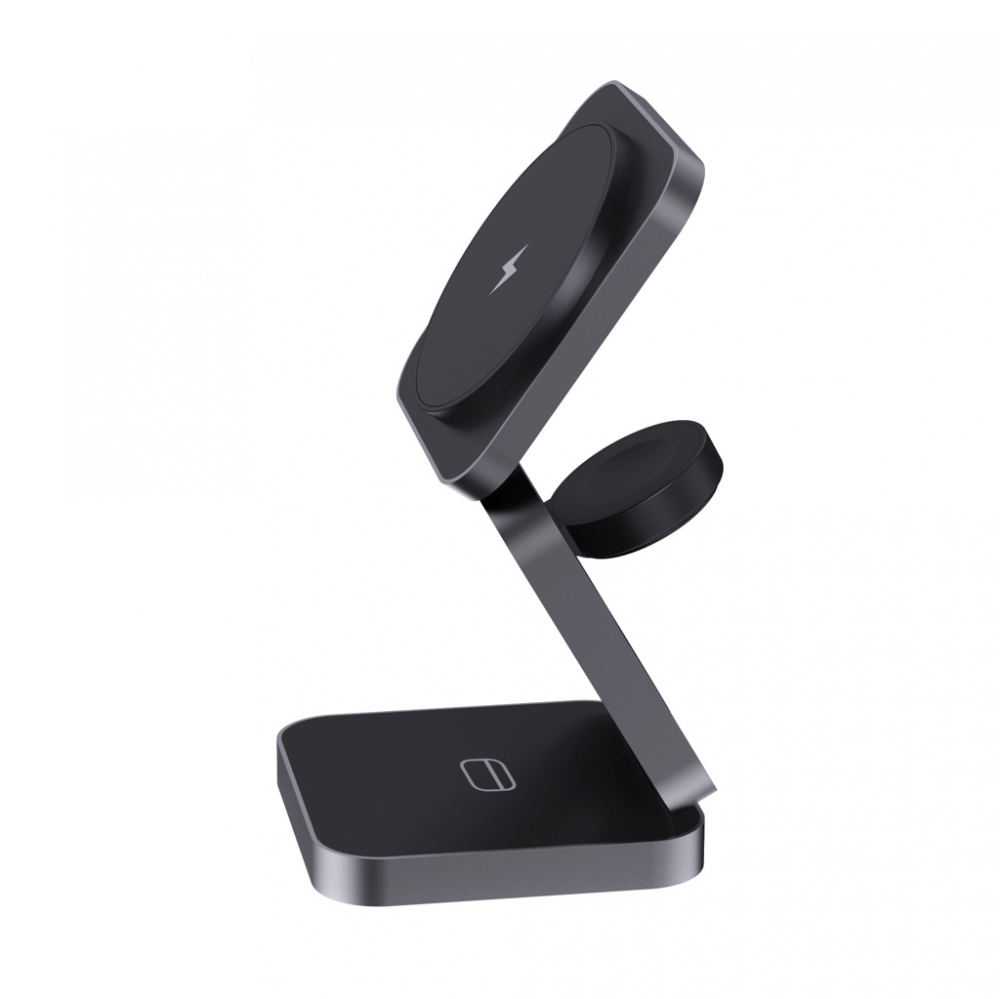 Încărcător wireless eco de lux 3-în-1 pliabil – 15W, din ABS și aluminiu reciclat [5]