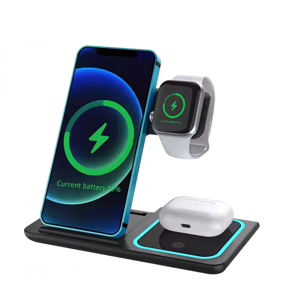 Incarcator Wireless, Statie Incarcare 3 in 1 Qi Fast Charger 15W [1]