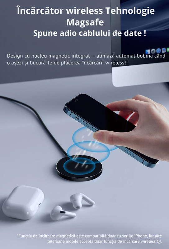 Incarcator Wireless, Tehnologie Magsafe, Incarcare Rapida 15W [2]