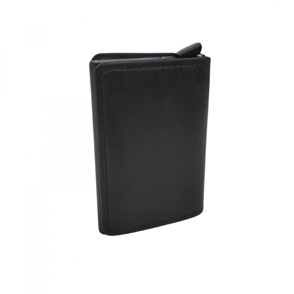 Portofel carduri Clipster, Ronic X, slim, 7-9 carduri, compartiment pentru bacnote, piele ecologica (PU), protectie RFID, carcasa aluminiu, unisex, negru [1]