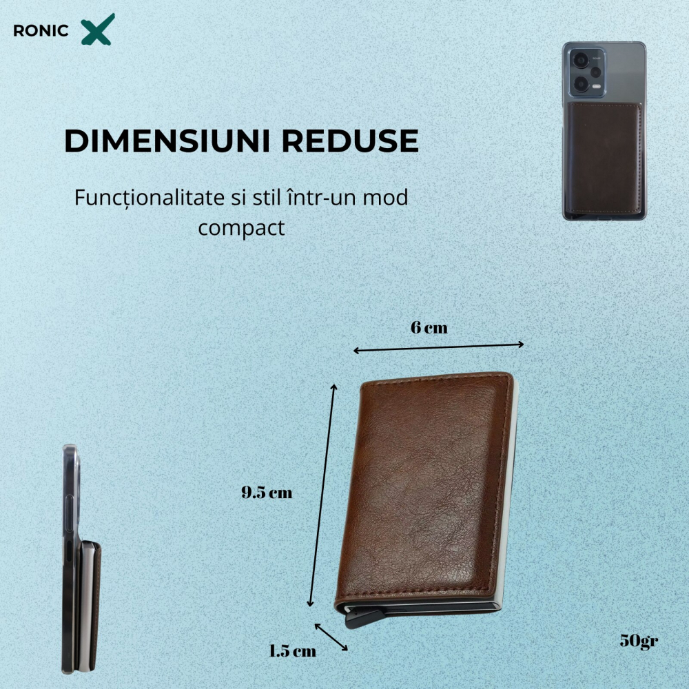 Portofel carduri Clipster, slim, 7-9 carduri, compartiment pentru bacnote, protectie RFID, carcasa aluminiu [2]