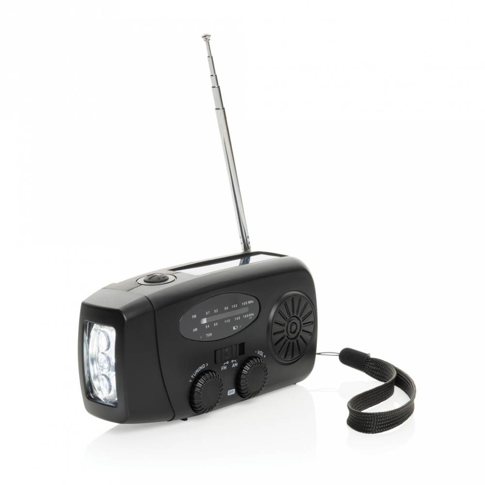 Radio de urgență cu lanternă, încărcare solară și manivelă [3]
