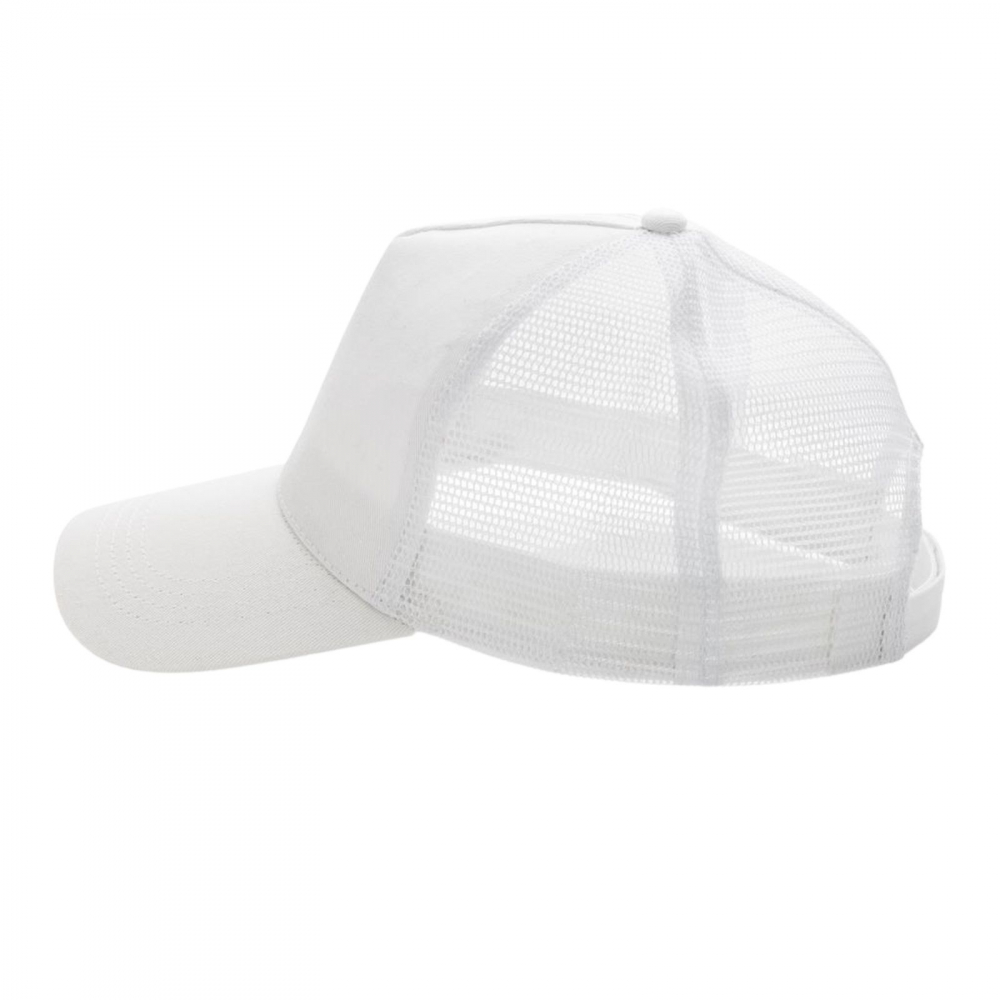 Sapca Delhi, tip trucker, materiale sustenabile, bumbac reciclat pieptanat, 5 panouri, inchidere velcro, marime universala, unisex, alb [3]