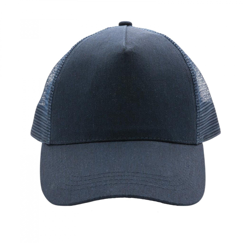 Sapca Delhi, tip trucker, materiale sustenabile, bumbac reciclat pieptanat, 5 panouri, inchidere velcro, marime universala, unisex, navy [4]