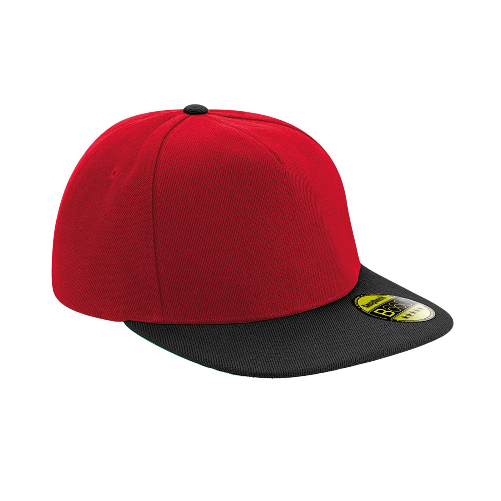 Sapca Snap Flat Peak, universala, unisex, rosu cu negru [1]