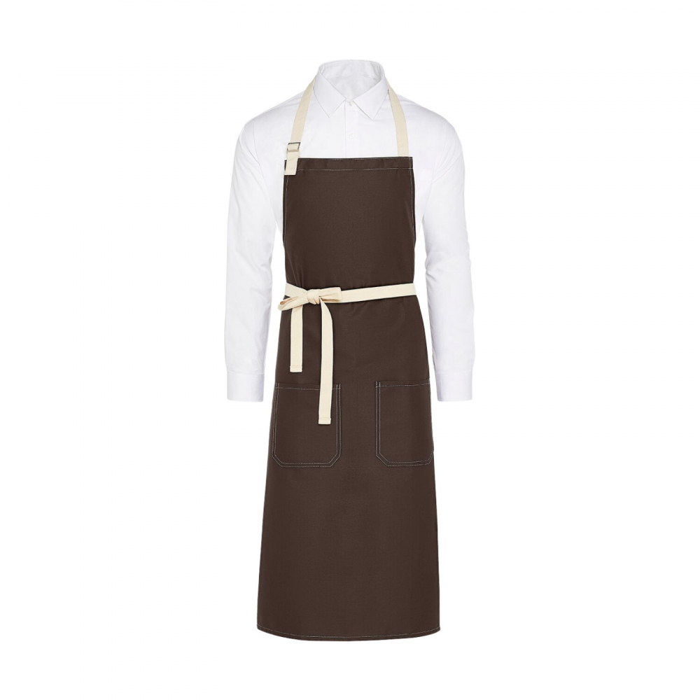 Sort bucatar Trend, RONIC X, bucatarie, grill, 2 buzunare 20 x20 cm fiecare, amestec de poiliester si bumbac, banda reglabila, snururi din panza, unisex, maro [1]