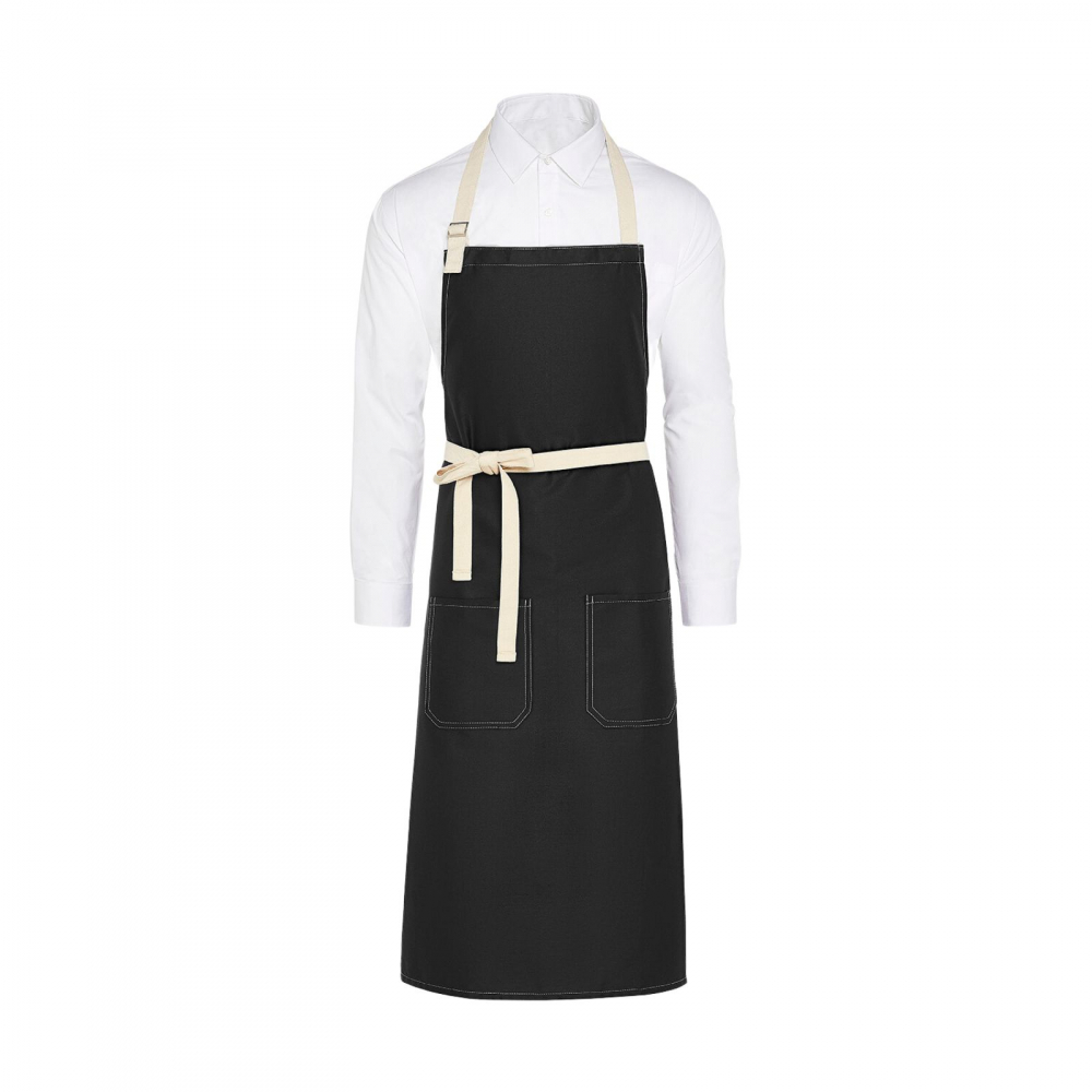 Sort bucatar Trend, RONIC X, bucatarie, grill, 2 buzunare 20 x20 cm fiecare, amestec de poiliester si bumbac, banda reglabila, snururi din panza, unisex, negru [1]