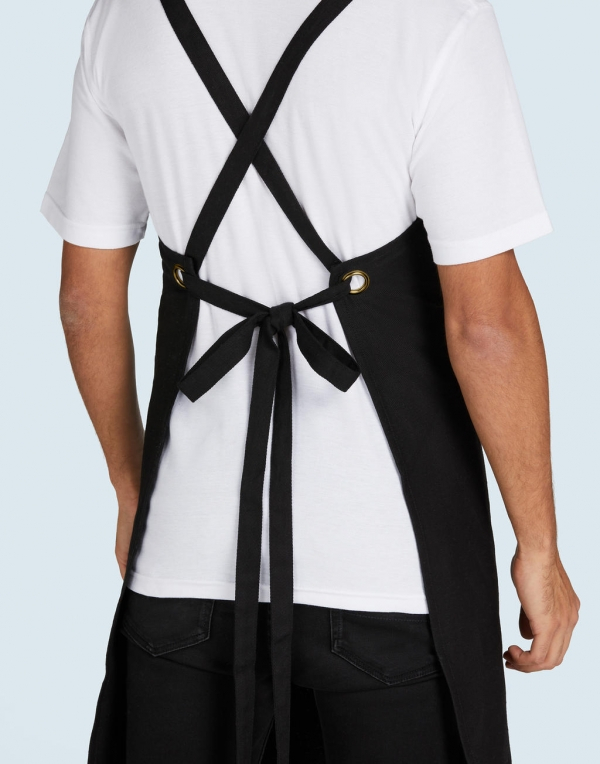 Sort bucatar Twill, RONIC X, bumbac 100%, panza fina, buzunar frontal cu 2 compatimente, 85 x 75 cm, unisex, negru [2]