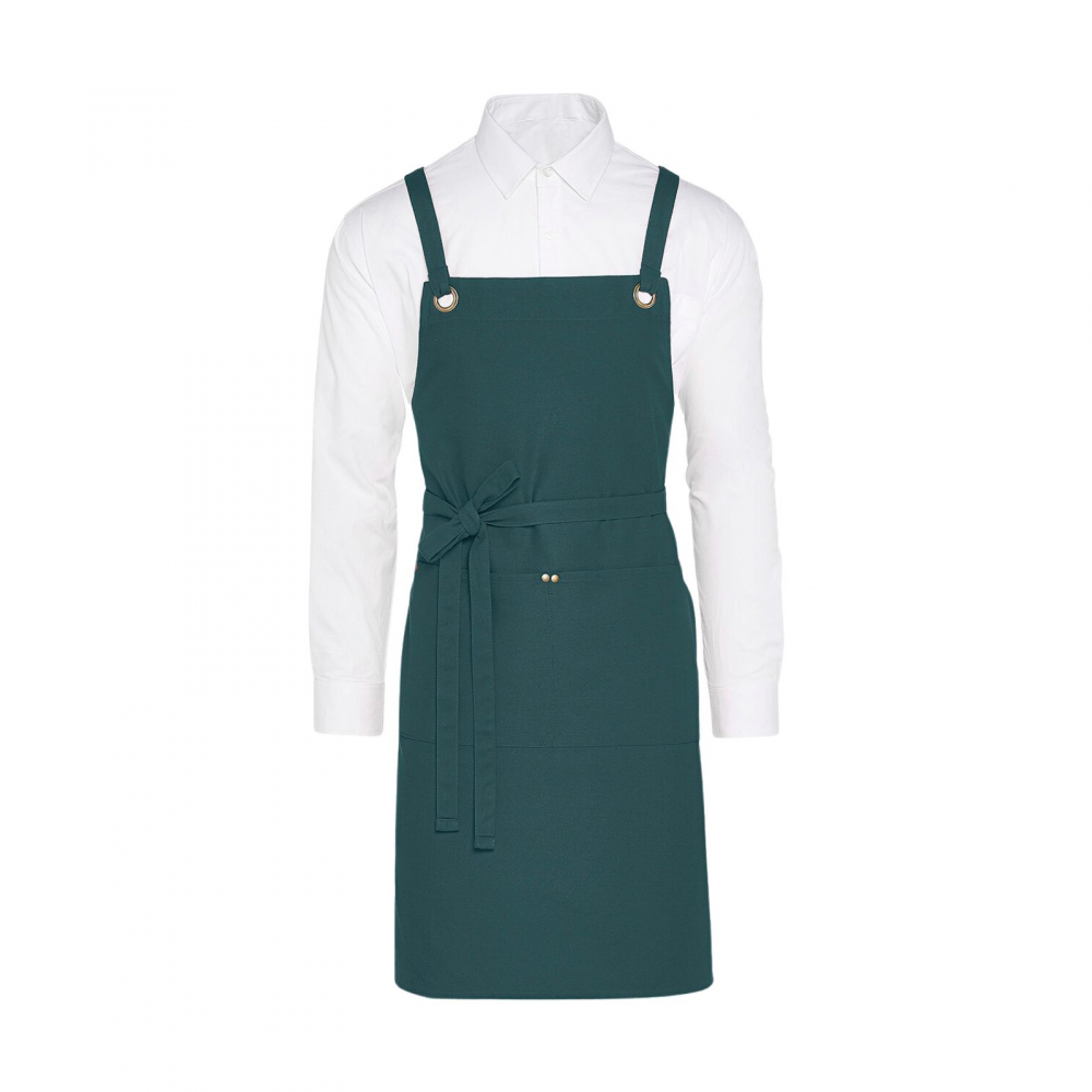 Sort bucatar Twill, RONIC X, bumbac 100%, panza fina, buzunar frontal cu 2 compatimente, 85 x 75 cm, unisex, verde turcoaz [1]