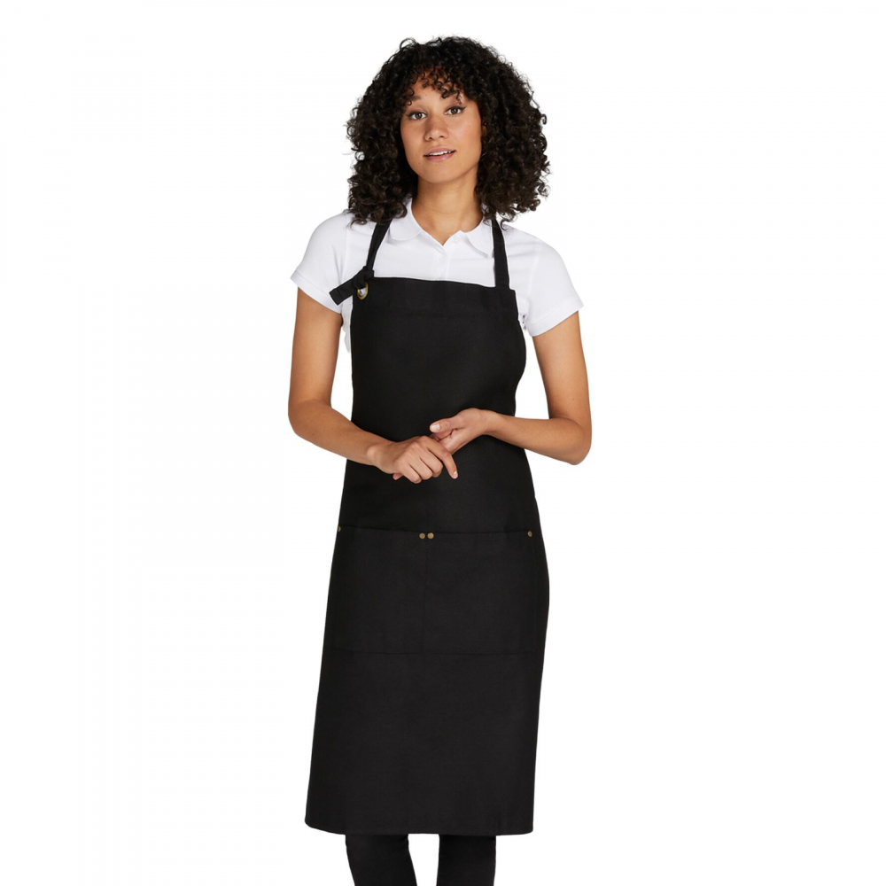 Sort bucatarie Cook, Ronic X, 100% bumbac, panza twill fina, buzunar cu doua compartimente (40 x 20 cm), 90 x 75 cm, compatibil cu masina de spalat, unisex, negru [2]