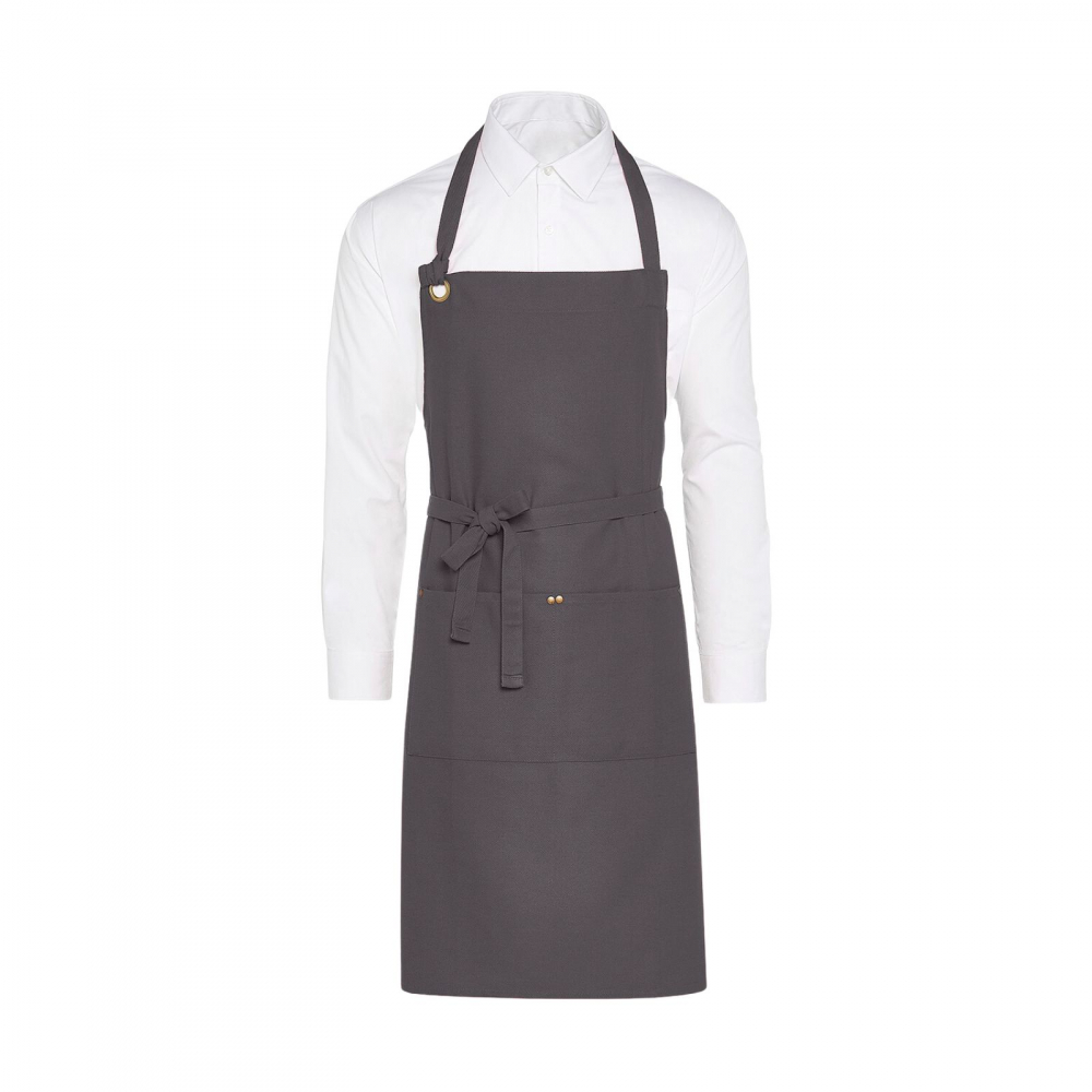 Sort bucatarie Cook, Ronic X, 100% bumbac, panza twill fina, buzunar cu doua compartimente (40 x 20 cm), 90 x 75 cm, compatibil cu masina de spalat, unisex, gri [1]