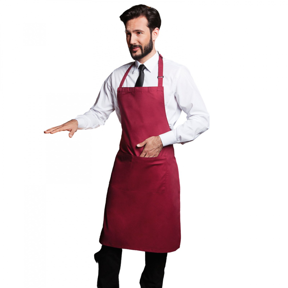 Sort bucatarie Pocket, buzunar frontal 40 x 20 cm cu 2 compartimente, banda de gat 70 cm reglabila, visiniu [2]