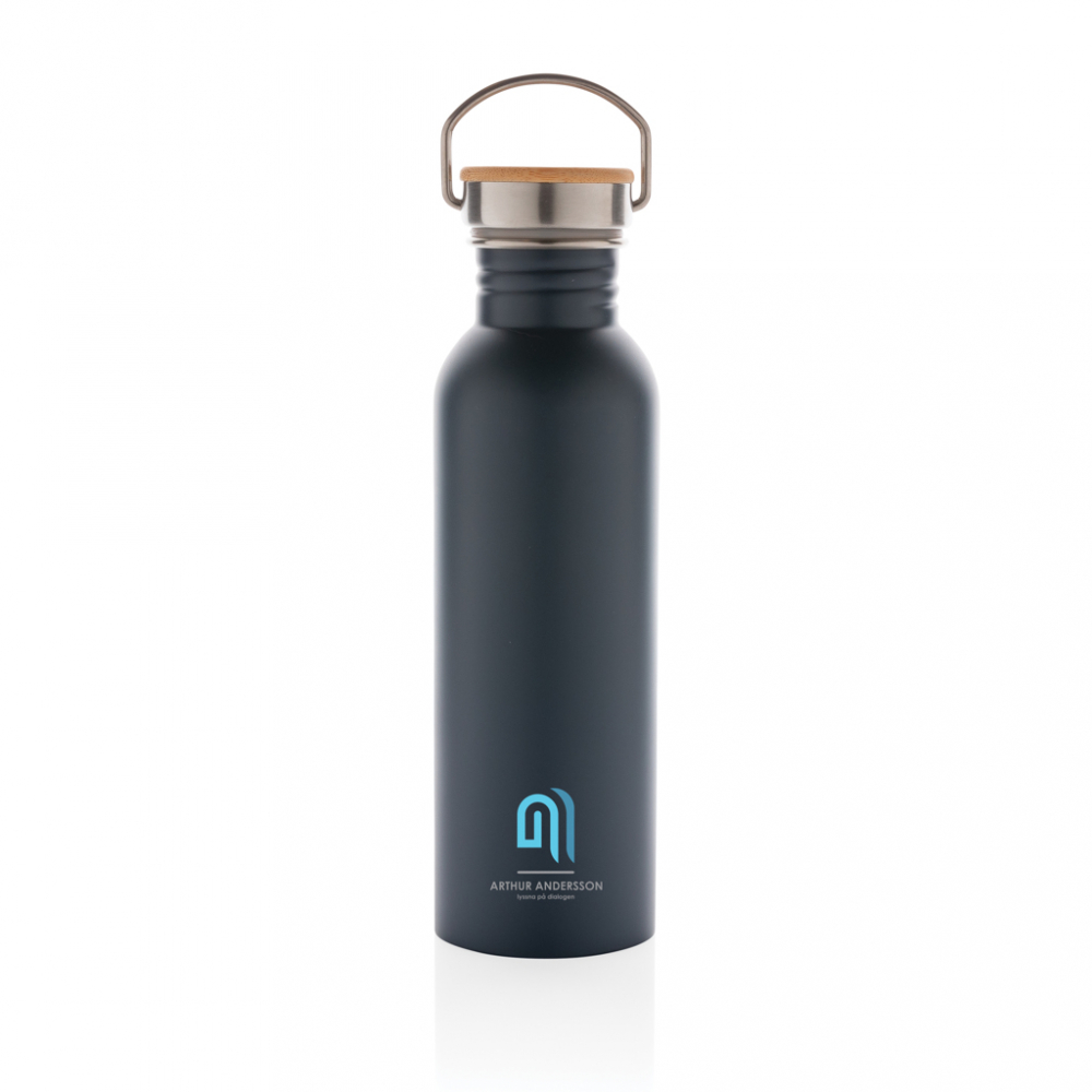 Sticlă modernă din inox cu capac din bambus – 710 ml [6]