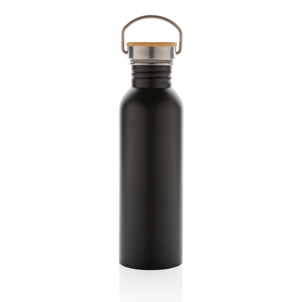 Sticlă modernă din inox cu capac din bambus – 710 ml [3]