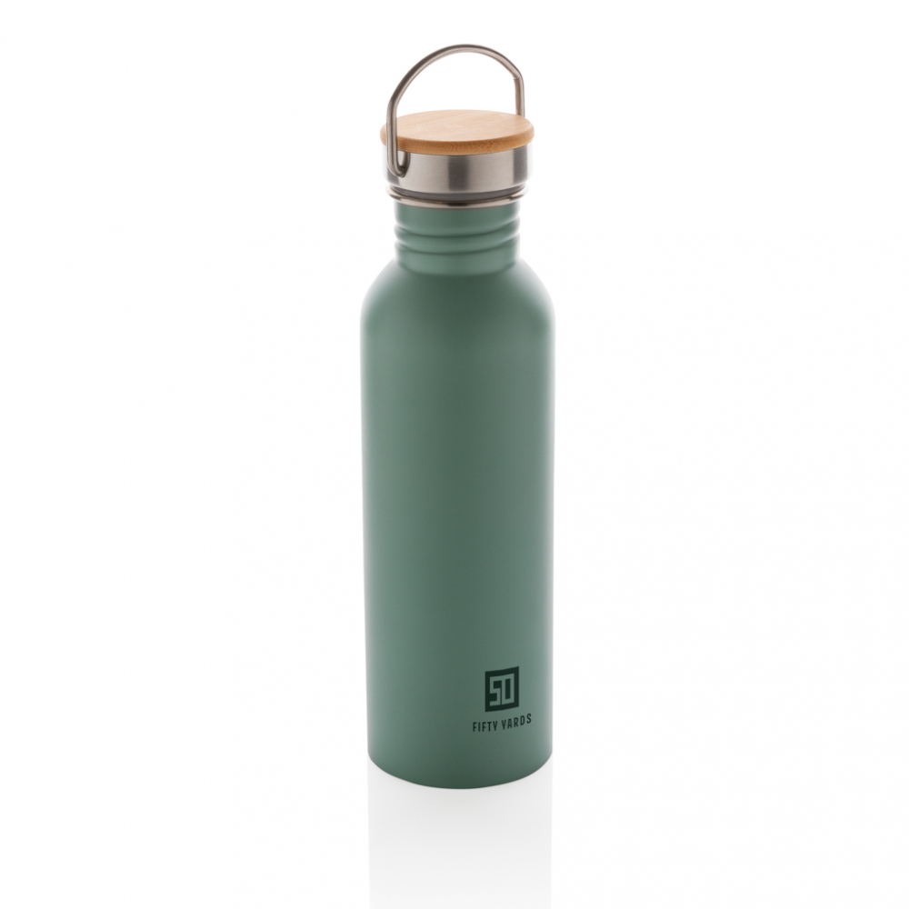 Sticlă modernă din inox cu capac din bambus – 710 ml [6]