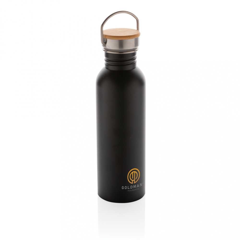 Sticlă modernă din inox cu capac din bambus – 710 ml [6]