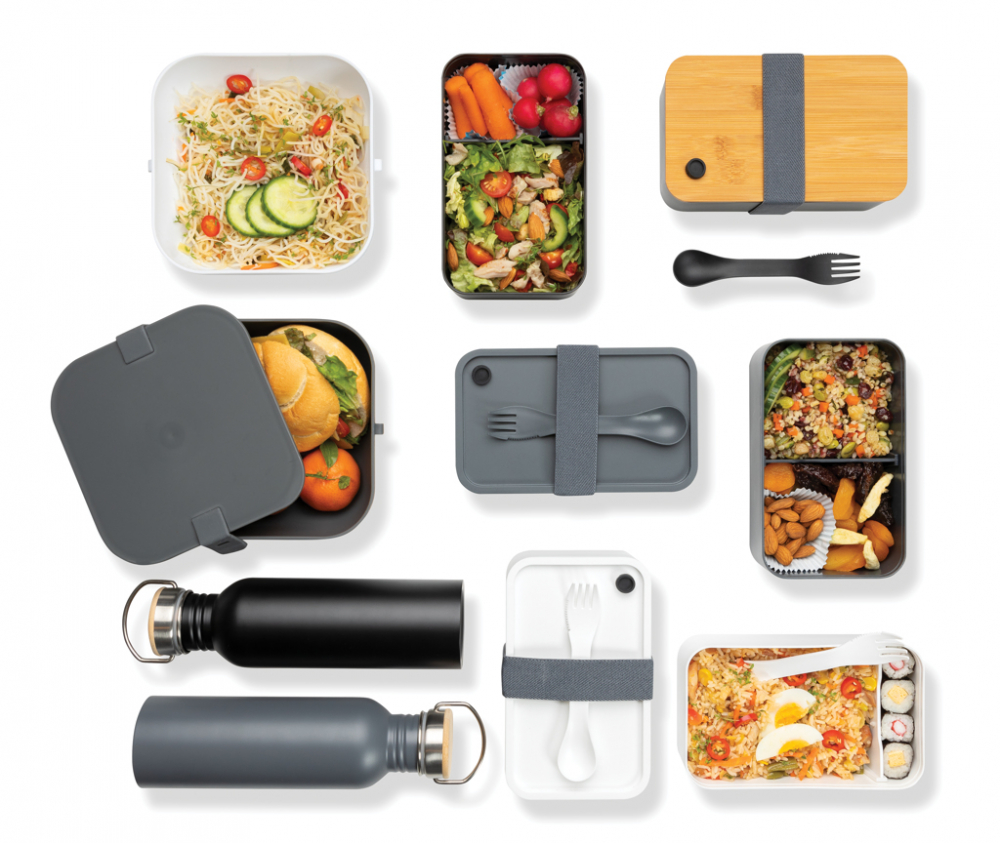 Sticlă modernă din inox cu capac din bambus – 710 ml [10]