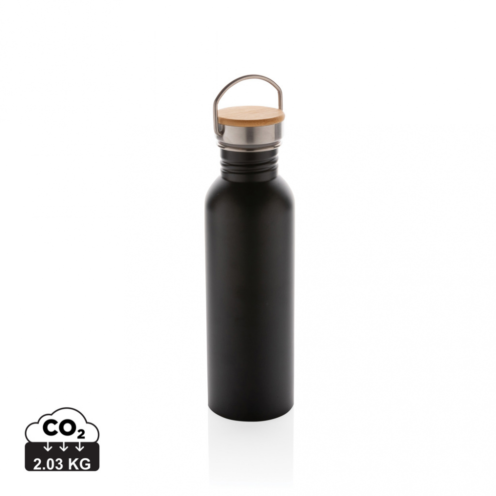 Sticlă modernă din inox cu capac din bambus – 710 ml [1]