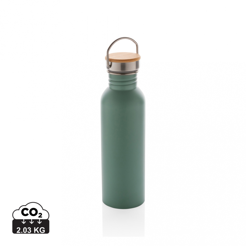 Sticlă modernă din inox cu capac din bambus – 710 ml [1]