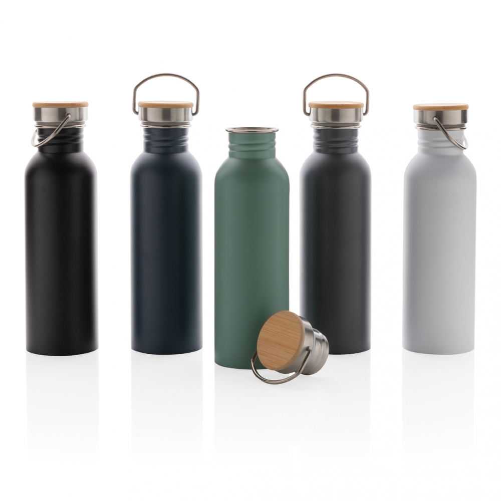 Sticlă modernă din inox cu capac din bambus – 710 ml [8]