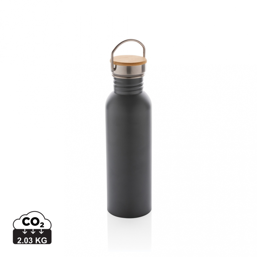 Sticlă modernă din inox cu capac din bambus – 710 ml [1]