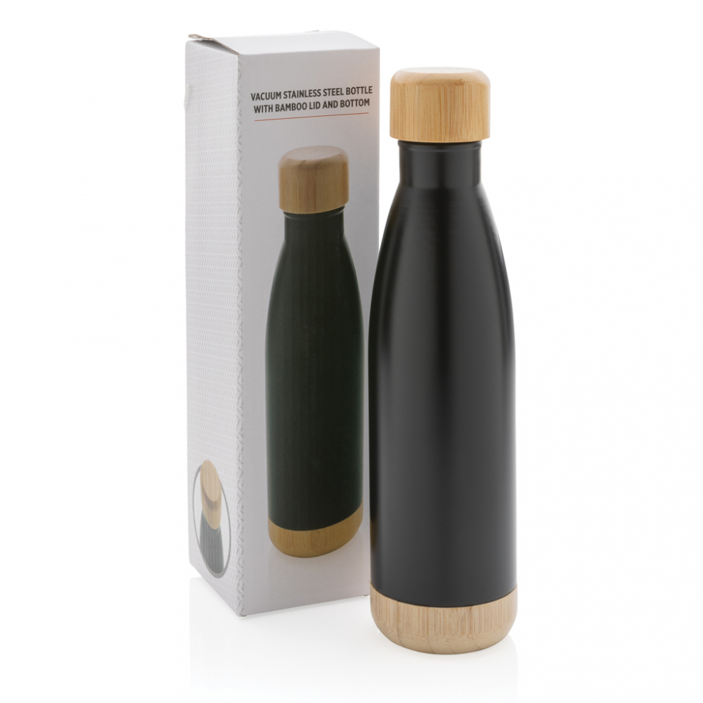 Sticlă termică din inox cu detalii din bambus – 520 ml [10]