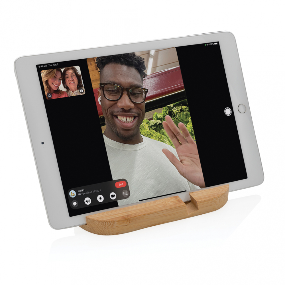 Suport pentru telefon si tablete, bambus natural [5]