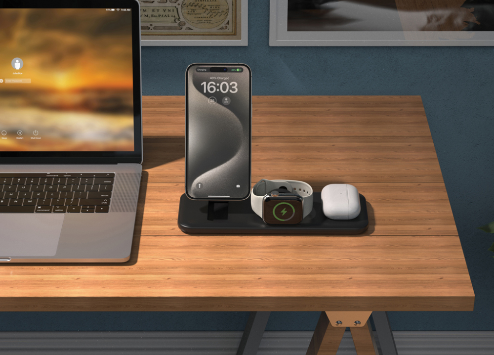 Torrance – Încărcător wireless magnetic 3-în-1 ultra-rapid 15W [9]