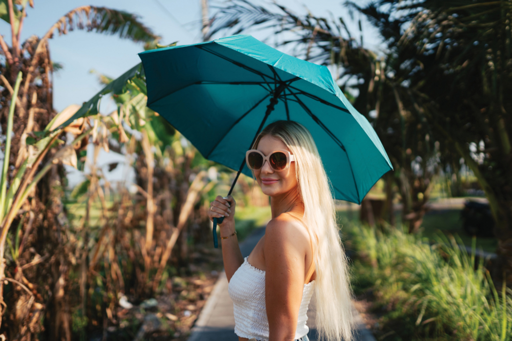 Umbrelă mini portabilă cu 3 secțiuni și deschidere automată [12]