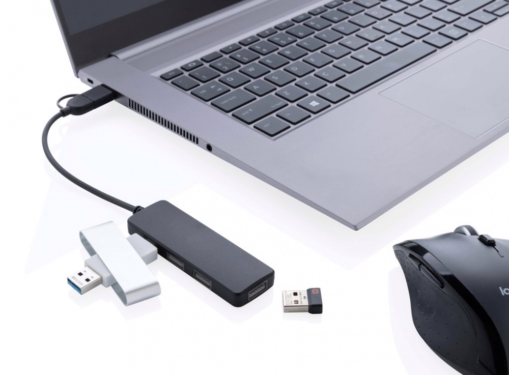 USB Hub cu 4 porturi și carcasă din plastic reciclat [3]